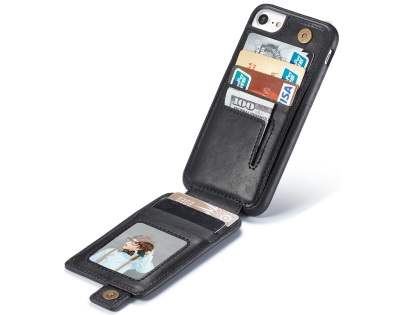 Synthetic Leather Case with Card Holder for iPhone 8/7 - Black