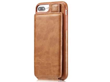 Synthetic Leather Case with Card Holder for iPhone 8 Plus/7 Plus - Brown Leather Wallet Case