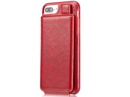 Synthetic Leather Case with Card Holder for iPhone 8 Plus/7 Plus - Red Leather Wallet Case