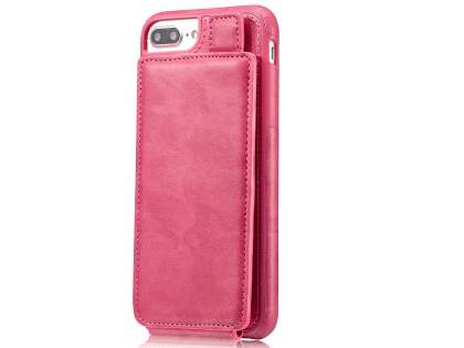 Synthetic Leather Case with Card Holder for iPhone 8 Plus/7 Plus - Pink Leather Wallet Case
