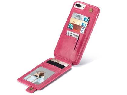 Synthetic Leather Case with Card Holder for iPhone 8 Plus/7 Plus - Pink