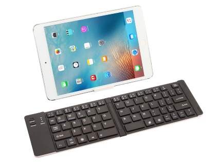 Slim Foldable Bluetooth Mini Keyboard with Stand - Silver