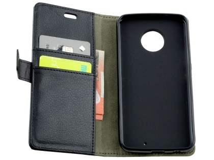 Synthetic Leather Wallet Case with Stand for Motorola Moto X4 - Black