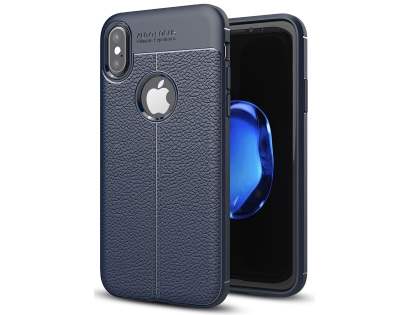 Leather Look Gel Case for iPhone Xs/X - Navy Soft Cover