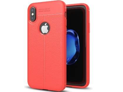 Leather Look Gel Case for iPhone Xs/X - Fluorescent Coral Soft Cover