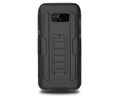 Rugged Case with Holster Belt Clip for Galaxy S8+ - Classic Black Impact Case