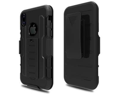 Rugged Case with Holster Belt Clip for iPhone Xs/X - Classic Black