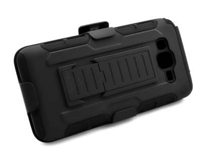 Rugged Case with Holster Belt Clip for Samsung Galaxy J3 (2016) - Classic Black