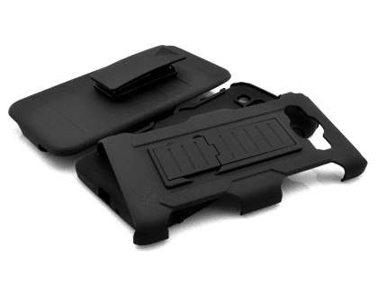 Rugged Case with Holster Belt Clip for Samsung Galaxy J3 (2016) - Classic Black