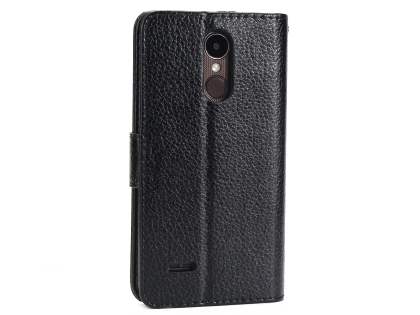 Slim Synthetic Leather Wallet Case with Stand for LG K4 (2017) - Black Leather Wallet Case