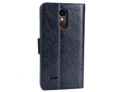 Slim Synthetic Leather Wallet Case with Stand for LG K4 (2017) - Dark Blue Leather Wallet Case