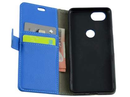 Synthetic Leather Wallet Case with Stand for Google Pixel 2 - Blue