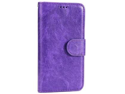 Slim Synthetic Leather Wallet Case with Stand for Apple iPhone Xs/X - Purple