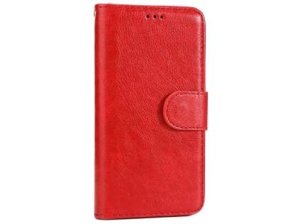Slim Synthetic Leather Wallet Case with Stand for Apple iPhone Xs/X - Red