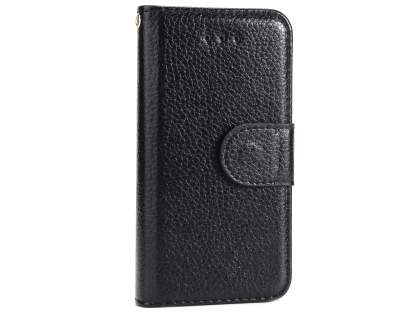 Slim Synthetic Leather Wallet Case with Stand for iPhone SE/5s/5 - Black