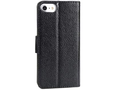 Slim Synthetic Leather Wallet Case with Stand for Apple iPhone 8 - Black