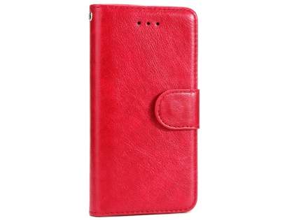 Slim Synthetic Leather Wallet Case with Stand for Apple iPhone 8 - Red