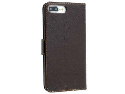 Slim Synthetic Leather Wallet Case with Stand for Apple iPhone 8 Plus - Brown