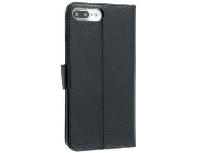 Slim Synthetic Leather Wallet Case with Stand for Apple iPhone 8 Plus - Black