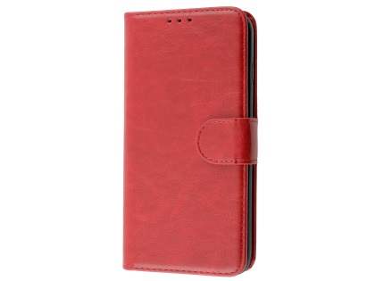 Slim Synthetic Leather Wallet Case with Stand for Apple iPhone 8 Plus - Red Leather Wallet Case