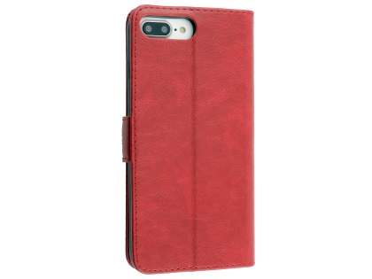 Slim Synthetic Leather Wallet Case with Stand for Apple iPhone 8 Plus - Red