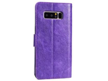 Slim Synthetic Leather Wallet Case with Stand for Samsung Galaxy Note 8 - Purple Leather Wallet Case