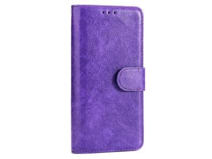 Slim Synthetic Leather Wallet Case with Stand for Samsung Galaxy Note 8 - Purple