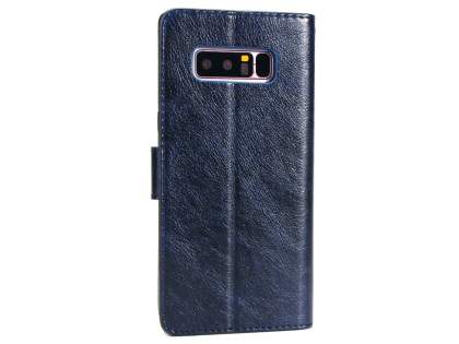 Slim Synthetic Leather Wallet Case with Stand for Samsung Galaxy Note 8 - Blue Leather Wallet Case