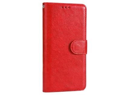 Slim Synthetic Leather Wallet Case with Stand for Samsung Galaxy Note 8 - Red