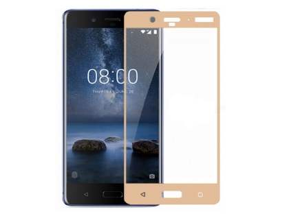Curved Tempered Glass Full Screen Protector for Nokia 8 - Gold/Clear Screen Protector