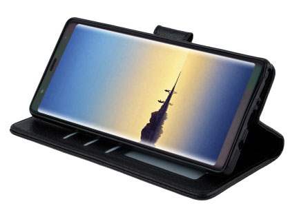 Slim Synthetic Leather Wallet Case with Stand for Samsung Galaxy Note 8 - Black