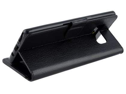 Slim Synthetic Leather Wallet Case with Stand for Samsung Galaxy Note 8 - Black