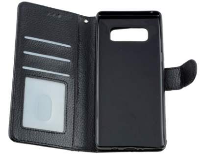 Slim Synthetic Leather Wallet Case with Stand for Samsung Galaxy Note 8 - Black