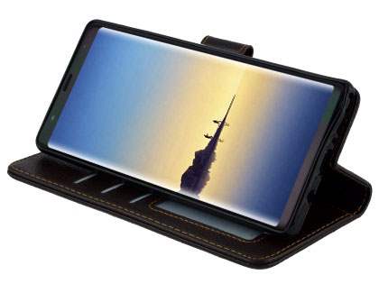 Slim Synthetic Leather Wallet Case with Stand for Samsung Galaxy Note 8 - Brown