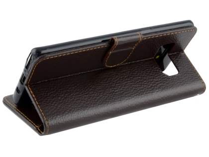 Slim Synthetic Leather Wallet Case with Stand for Samsung Galaxy Note 8 - Brown