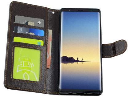 Slim Synthetic Leather Wallet Case with Stand for Samsung Galaxy Note 8 - Brown