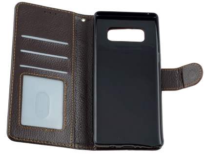Slim Synthetic Leather Wallet Case with Stand for Samsung Galaxy Note 8 - Brown