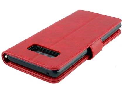 Slim Synthetic Leather Wallet Case with Stand for Samsung Galaxy Note 8 - Red