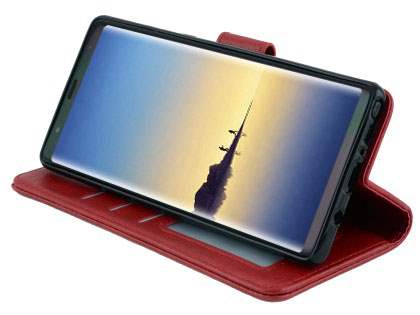 Slim Synthetic Leather Wallet Case with Stand for Samsung Galaxy Note 8 - Red