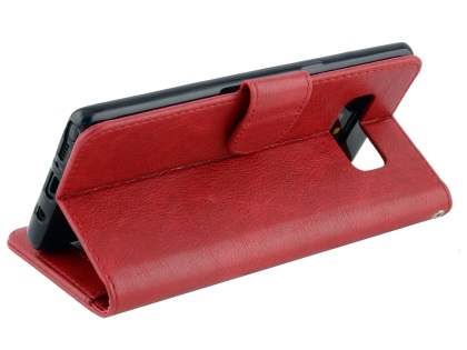 Slim Synthetic Leather Wallet Case with Stand for Samsung Galaxy Note 8 - Red
