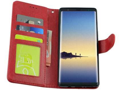 Slim Synthetic Leather Wallet Case with Stand for Samsung Galaxy Note 8 - Red