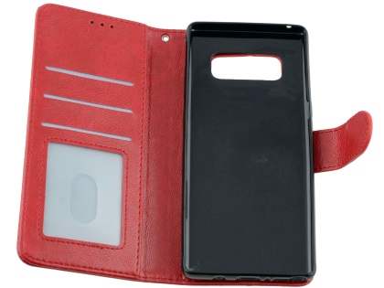 Slim Synthetic Leather Wallet Case with Stand for Samsung Galaxy Note 8 - Red