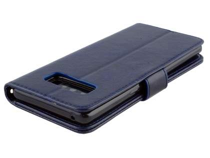 Slim Synthetic Leather Wallet Case with Stand for Samsung Galaxy Note 8 - Blue