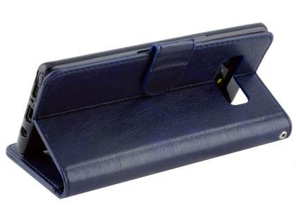 Slim Synthetic Leather Wallet Case with Stand for Samsung Galaxy Note 8 - Blue