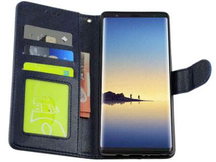 Slim Synthetic Leather Wallet Case with Stand for Samsung Galaxy Note 8 - Blue
