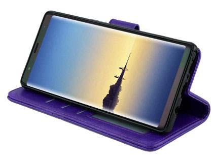 Slim Synthetic Leather Wallet Case with Stand for Samsung Galaxy Note 8 - Purple