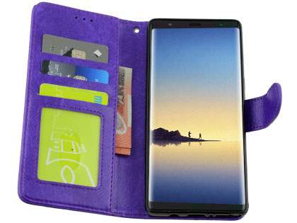 Slim Synthetic Leather Wallet Case with Stand for Samsung Galaxy Note 8 - Purple