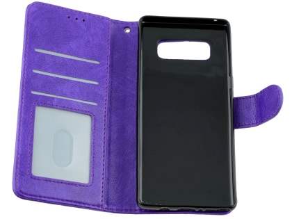 Slim Synthetic Leather Wallet Case with Stand for Samsung Galaxy Note 8 - Purple