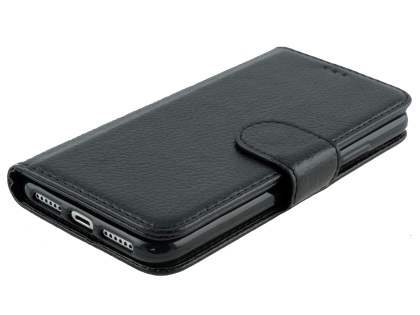 Slim Synthetic Leather Wallet Case with Stand for Apple iPhone Xs/X - Black