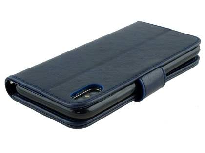 Slim Synthetic Leather Wallet Case with Stand for Apple iPhone Xs/X - Blue